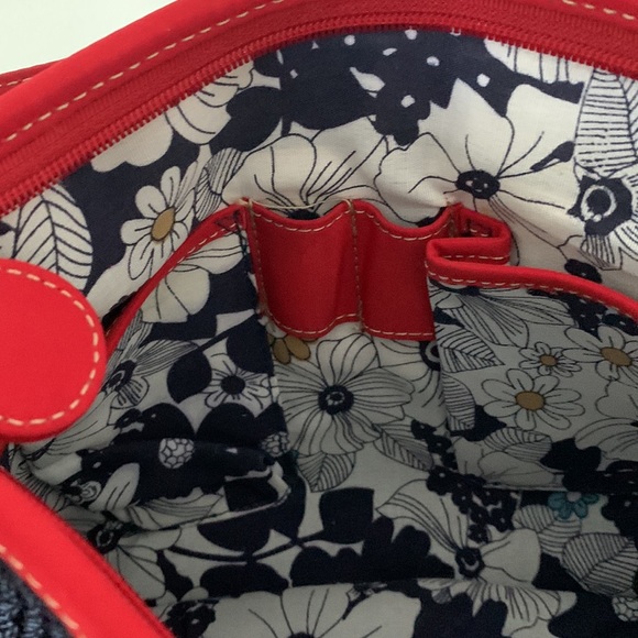 THE SAK Navy Blue w/ Red trim and silver accent, knit, shoulder bag. - Picture 11 of 16